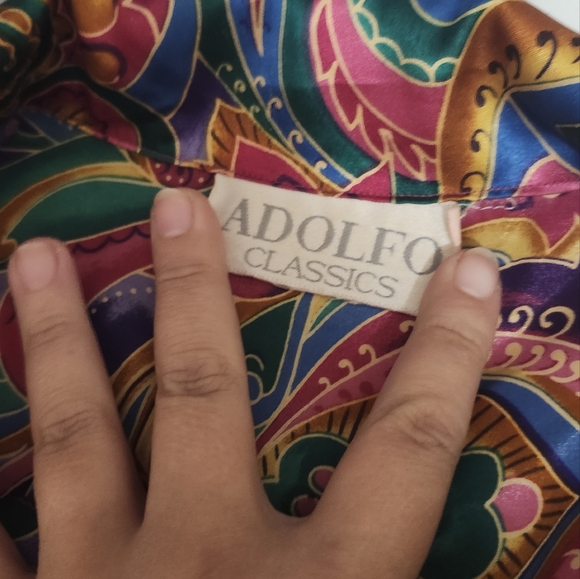 Aldofo kaleidoscope 80s 90s Paisley silky button down night shirt S/m - Picture 7 of 9